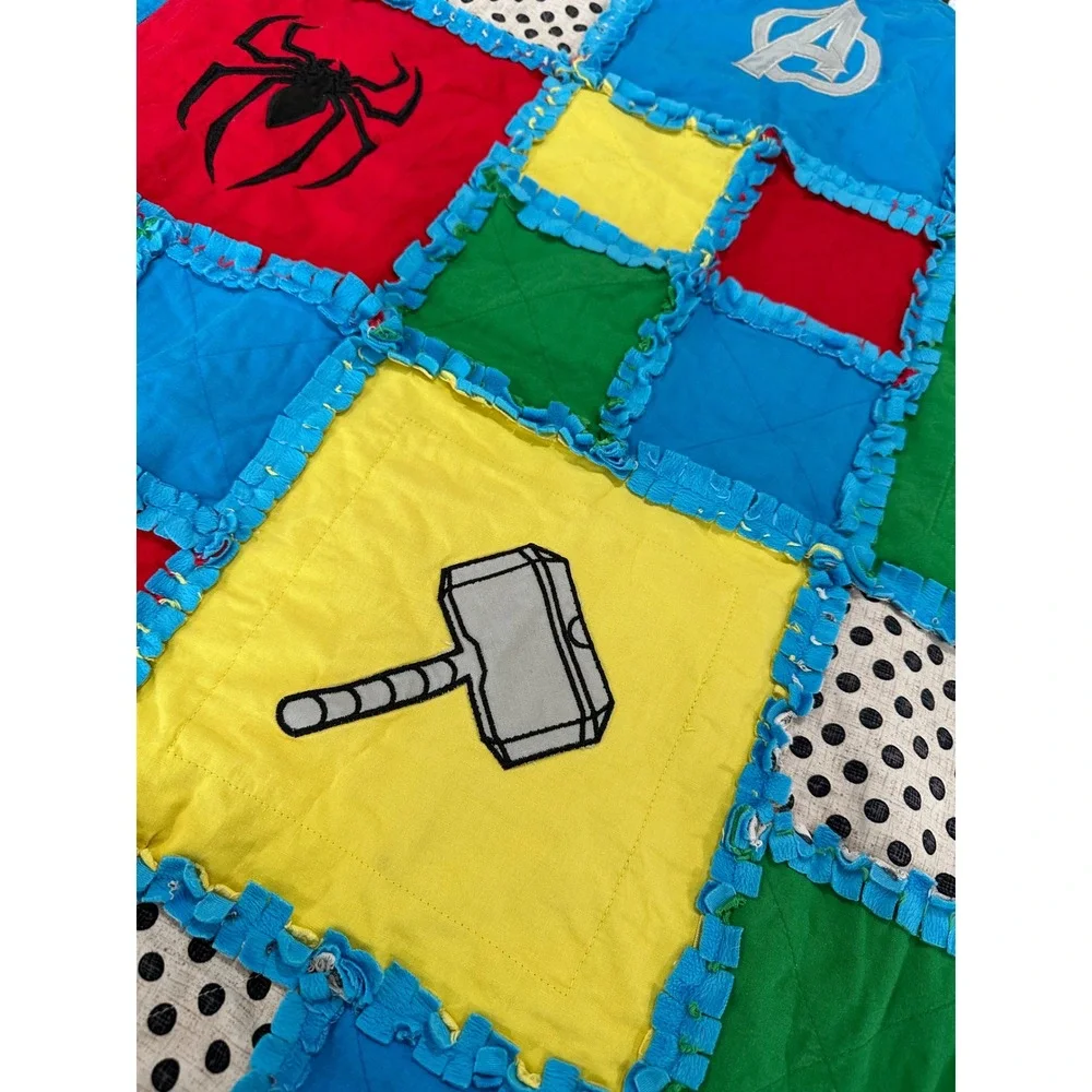 Handmade Superhero Rag Quilt‎ Marvel DC Avengers Spider-Man Minky Blanket 30x40